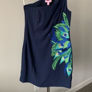 Lilly Pulitzer Navy Peacock Embroidered Dress